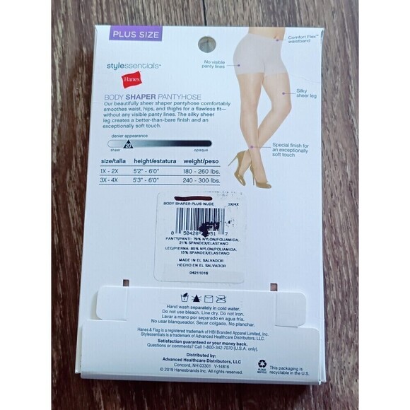 Hanes Body Shaper Pantyhose Size Q Nude Silky Sheer Leg Sheer Toe NEW! - Picture 2 of 8